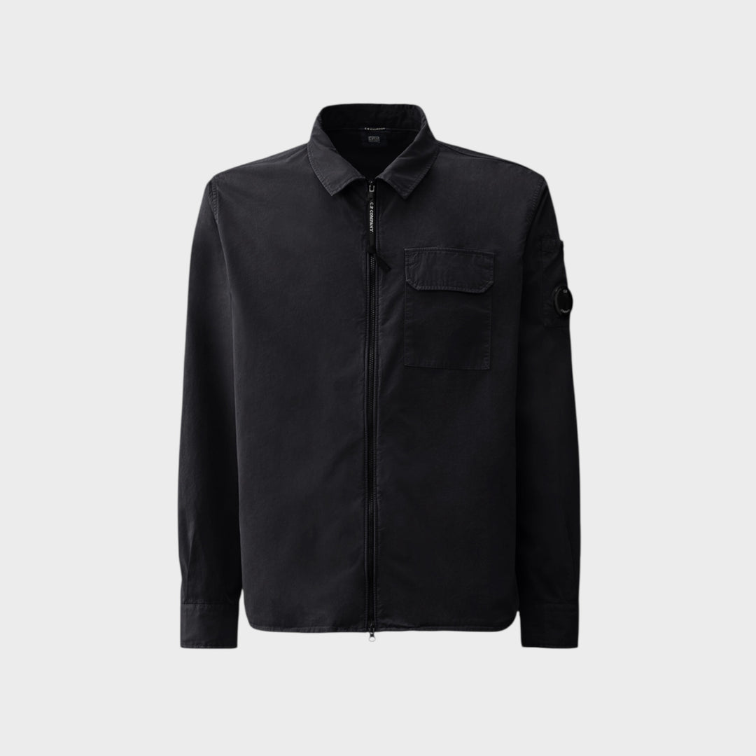 C.P. Company Organic Gabardine Zipped Overshirt i navy front