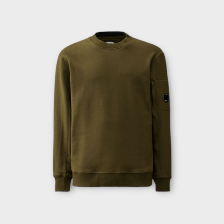 C.P. Company Diagonal Fleece Lens Crewneck I Green