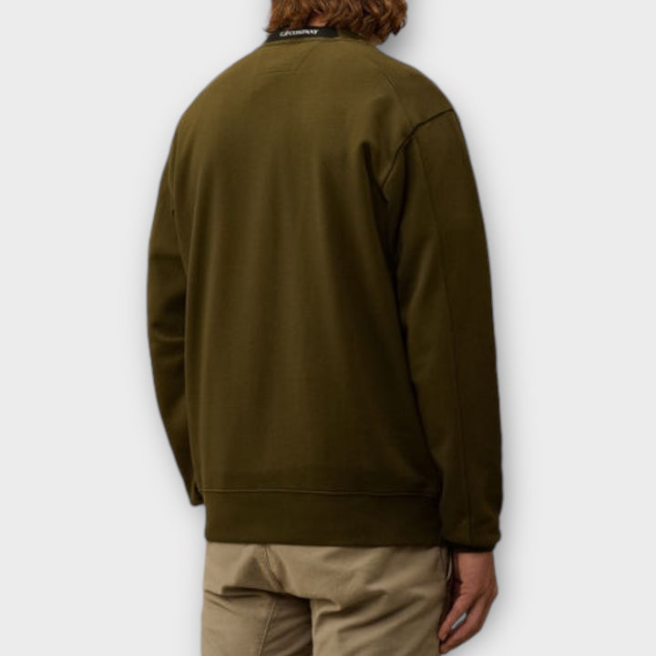 C.P. Company Diagonal Fleece Lens Crewneck I Green