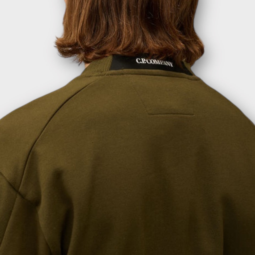 C.P. Company Diagonal Fleece Lens Crewneck I Green