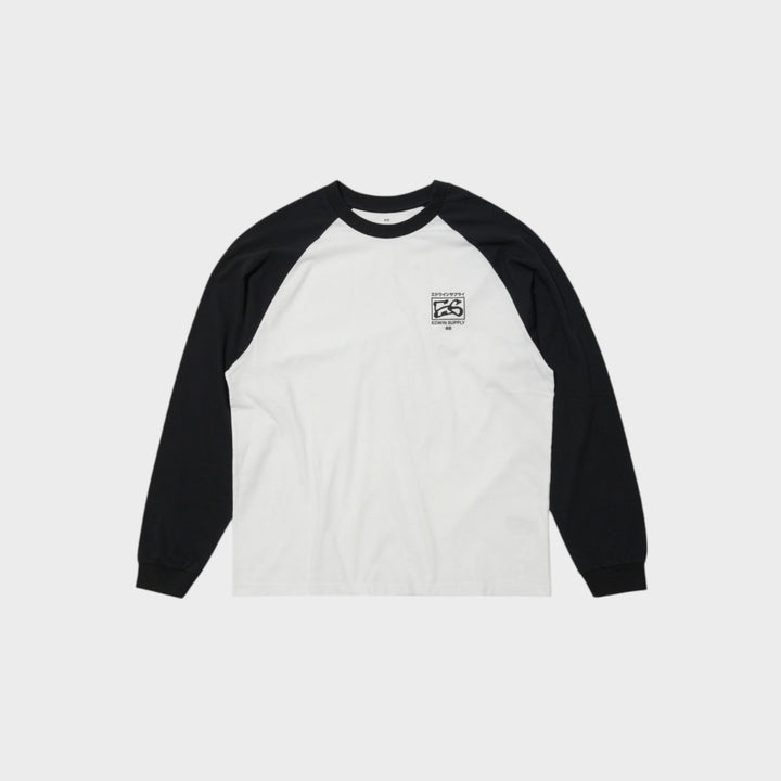 Edwin Alec Langærmet T-Shirt i Hvid/Sort