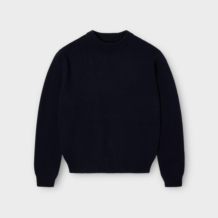 Edwin Ellis Sweater i Navy/Off White – klassisk striktrøje med stribet design.