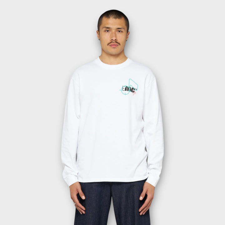 Edwin EMC On Tour Longsleeve i hvid set bagfra med stort print.