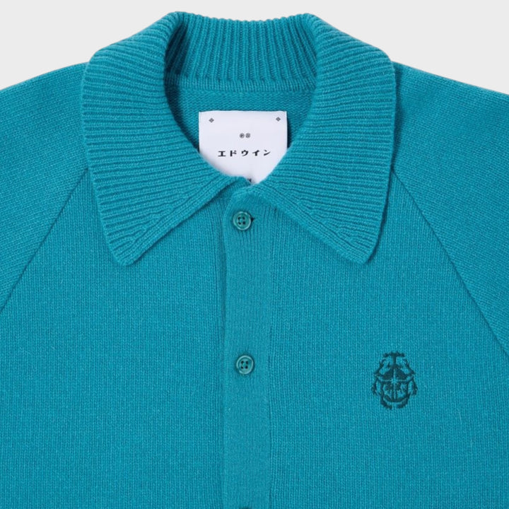 EDWIN herre cardigan tynd strik klassisk pasform Marokko blå vinter efterår