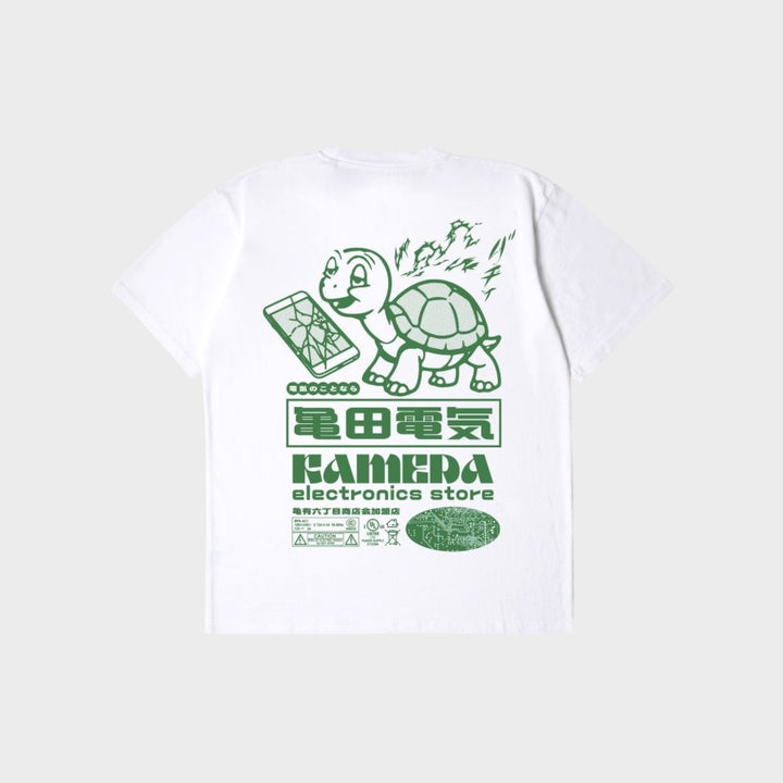 EDWIN Kamera T-shirt til herre i 100% bomuld med ribkrave og grafisk design