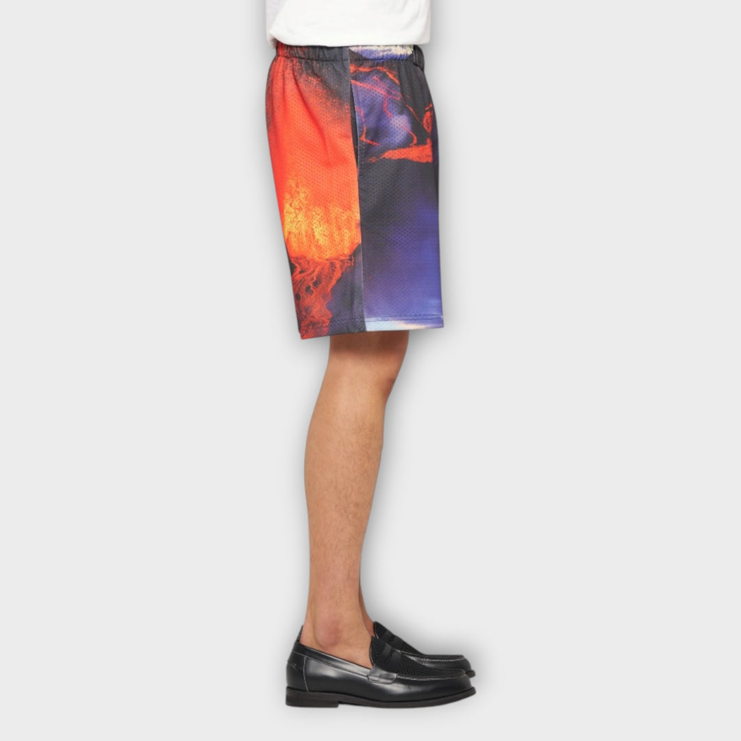 Edwin shorts i polyester med grafisk magma print
