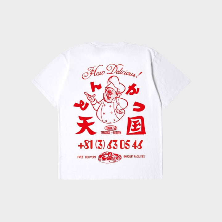 EDWIN Tonkatsu T-shirt AW25 kollektion oversized fit bomuld hvid streetwear unisex herre