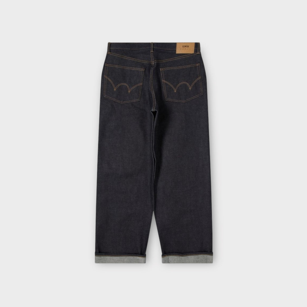 Edwin wide leg jeans i mørk raw denim til streetwear outfits