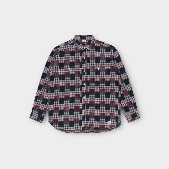 edwin-work-shirt-green-red-front