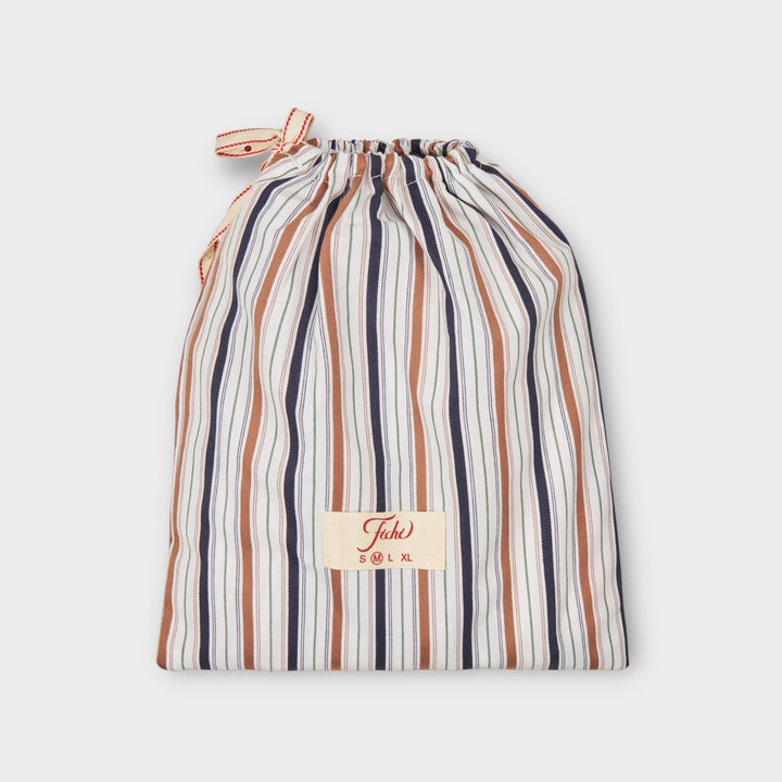 Sidesyn af Fichi Boxers i Moss & Brown Stripe med fleksibelt og strækbart materiale.