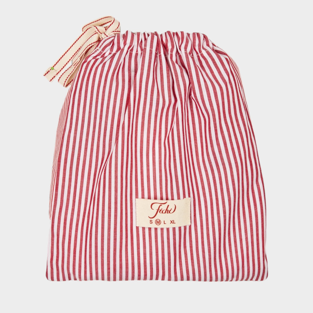 Detalje af Fichi Boxers i Red Christmas Stripe med juleinspireret stribemønster.