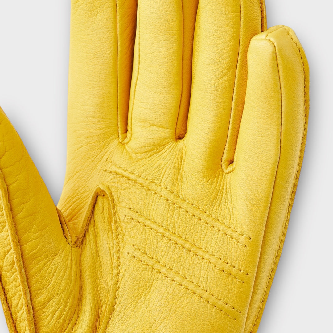Hestra Deerskin Primaloft Rib læderhandsker i gul farve