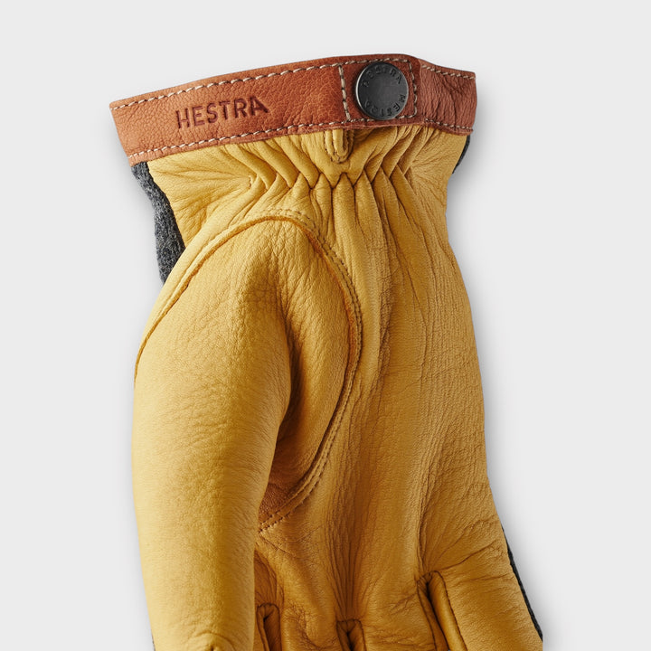 Hestra Wool Tricot unisex handsker i Charcoal/Yellow