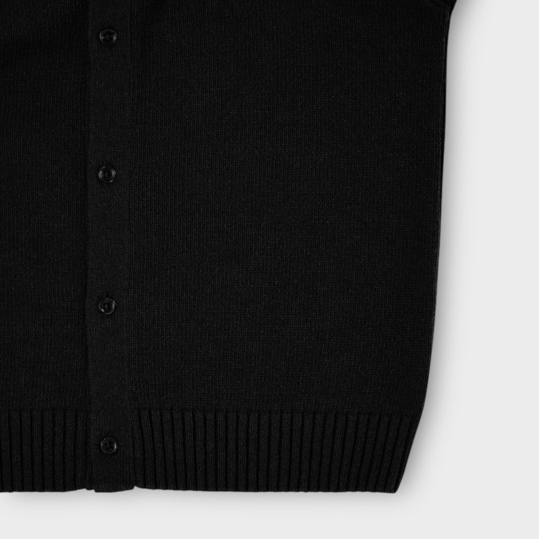 Edwin Mars Polo Cardigan In Black