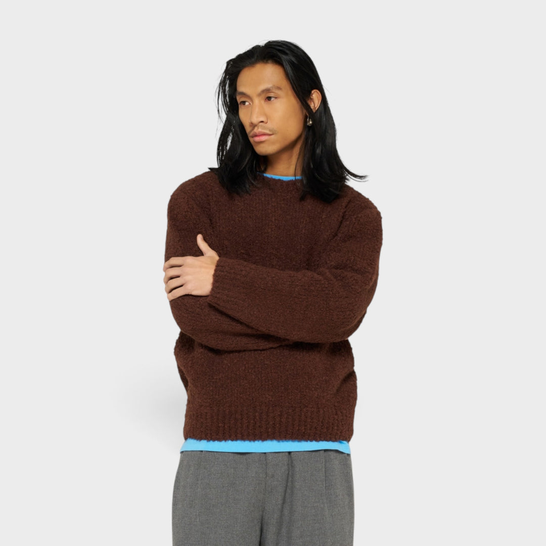 Edwin Dun Textured Sweater I Rum Raisin