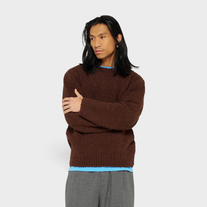Edwin Dun Textured Sweater I Rum Raisin