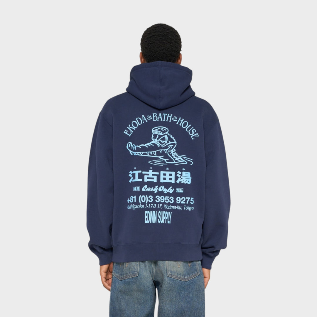 Edwin Ekoda Bath House Hoodie I Blue Maritime