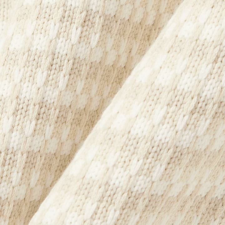 Lacoste Cotton Striped Sweater i Beige/Light Grey