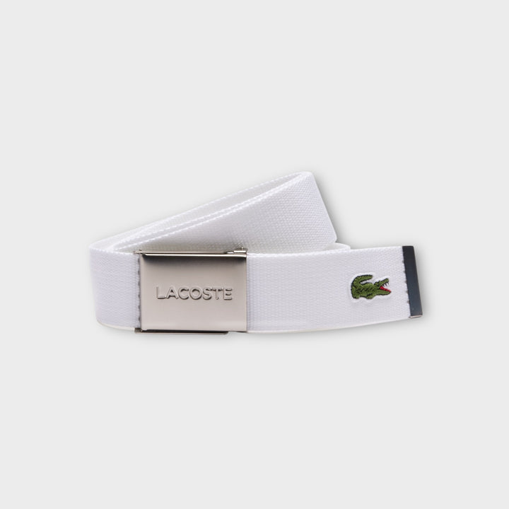 Lacoste French Made Belt i Bright White set forfra med klassisk spænde og rent design.