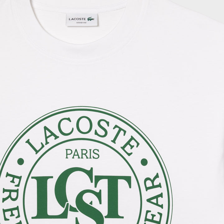 Klassisk hvid Lacoste T-shirt i 100% bomuld