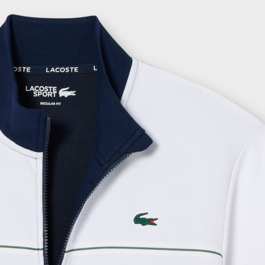 Detalje af Lacoste Sport sweatshirt med broderet logo og lynlås