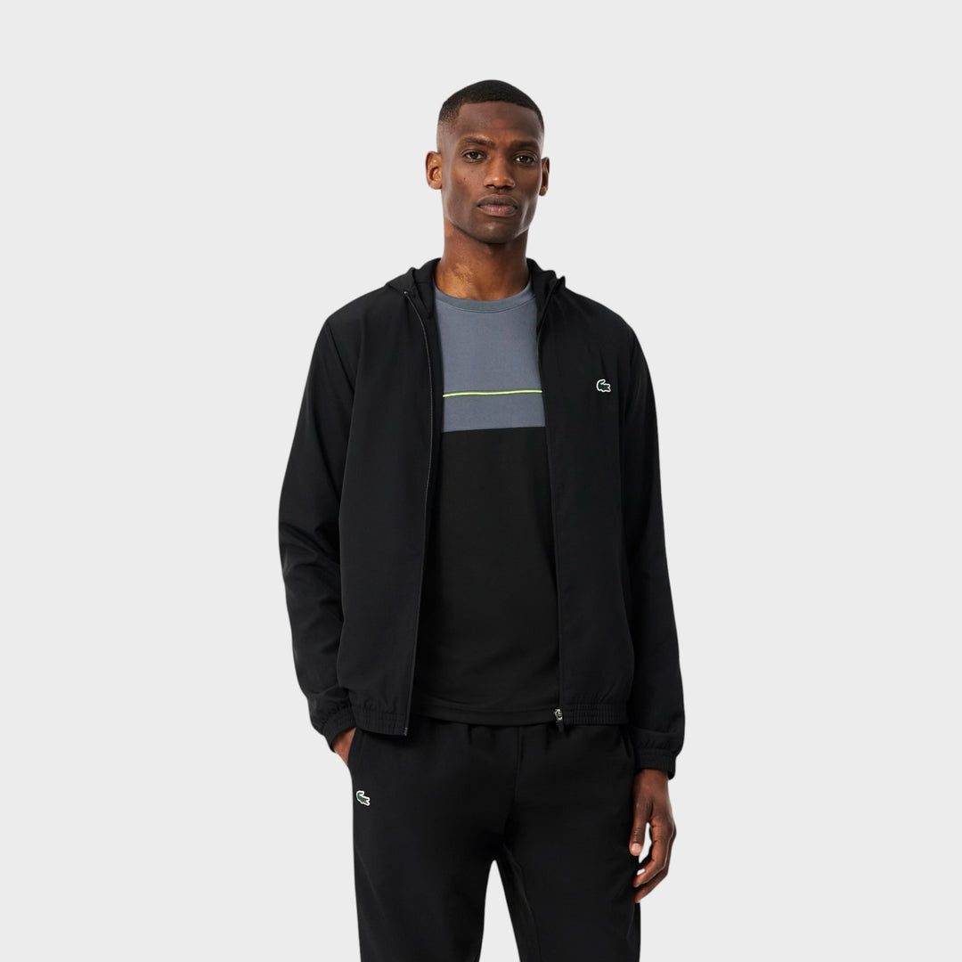 Lacoste Water-Repellent Sport Track Jacket i Black