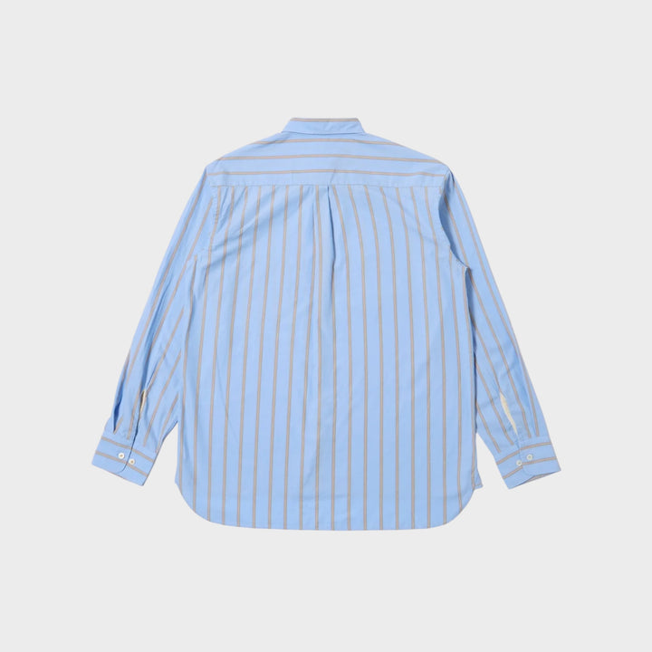 Universal Works Lazy Day Pop Stripe Four skjorte med asymmetrisk brystlomme