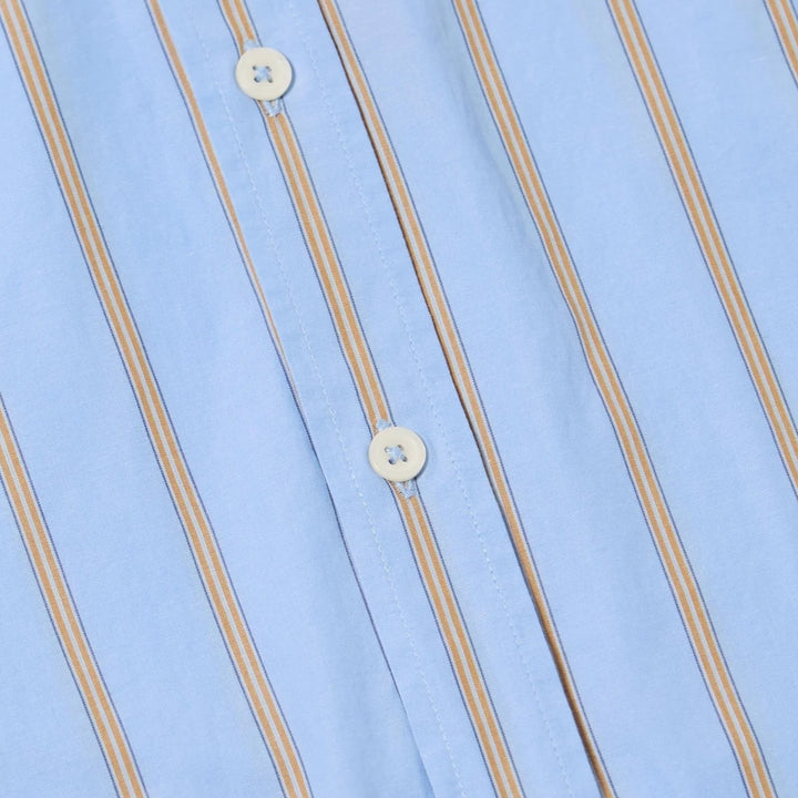 Universal Works Lazy Day Pop Stripe Four skjorte med bag yoke og box pleat