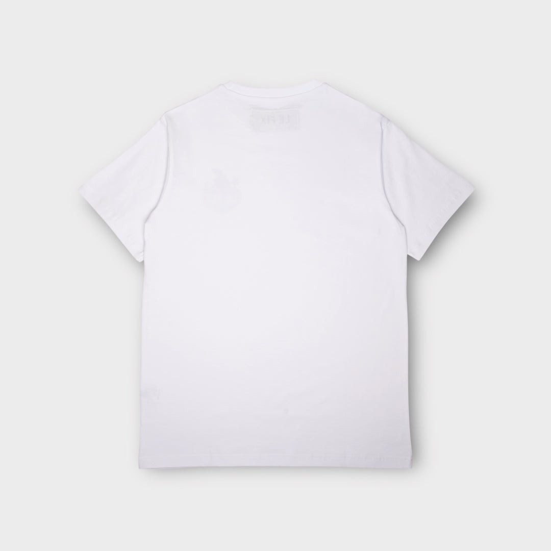Le Fix tee i hvid kaj lover, produktbillede bagfra