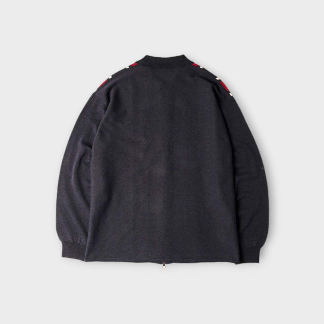 Manastash Stripe Zip Knit I Navy/Rød