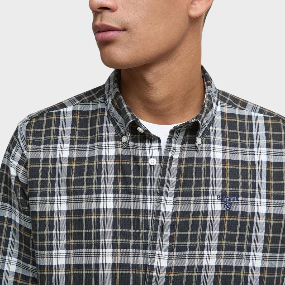 Mænds olive Bomuldsskjorte Barbour Mosswood Checked