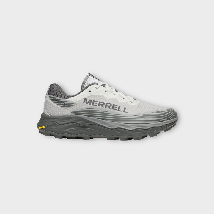 Merrell GORE-TEX Agility Peak 6 i Grey og Ridgeway set forfra med teknisk trailsko-design.