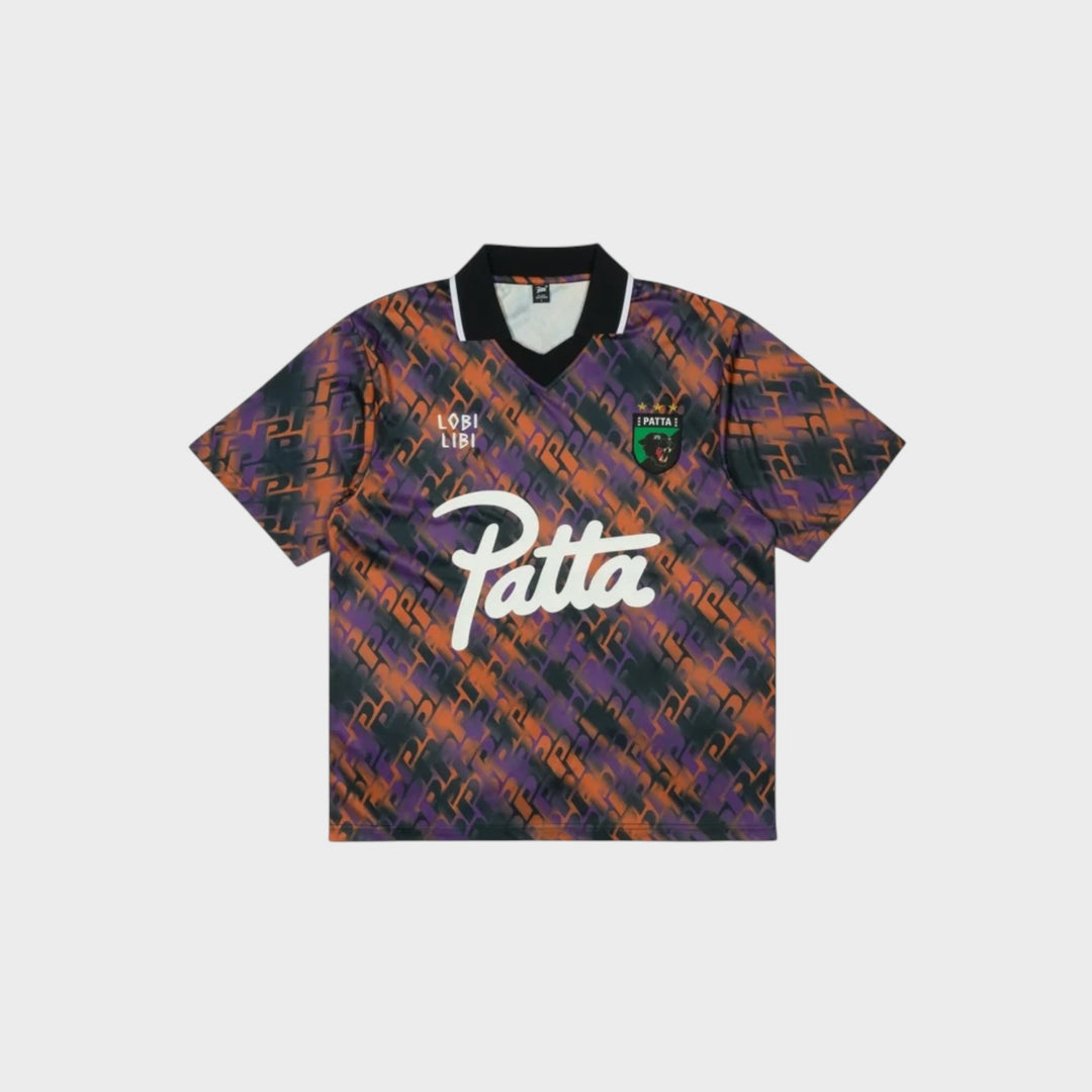 Patta All Over Print Football Jersey i Multi set forfra med Patta Script-logo og Football-badge