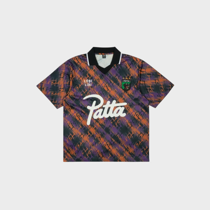 Patta All Over Print Football Jersey i Multi set forfra med Patta Script-logo og Football-badge