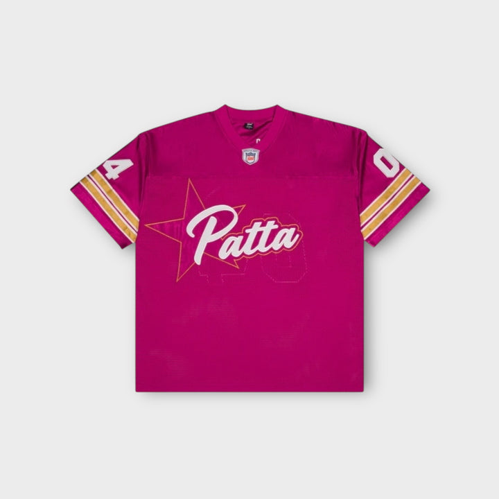 Patta All Star Football Jersey i pink set forfra