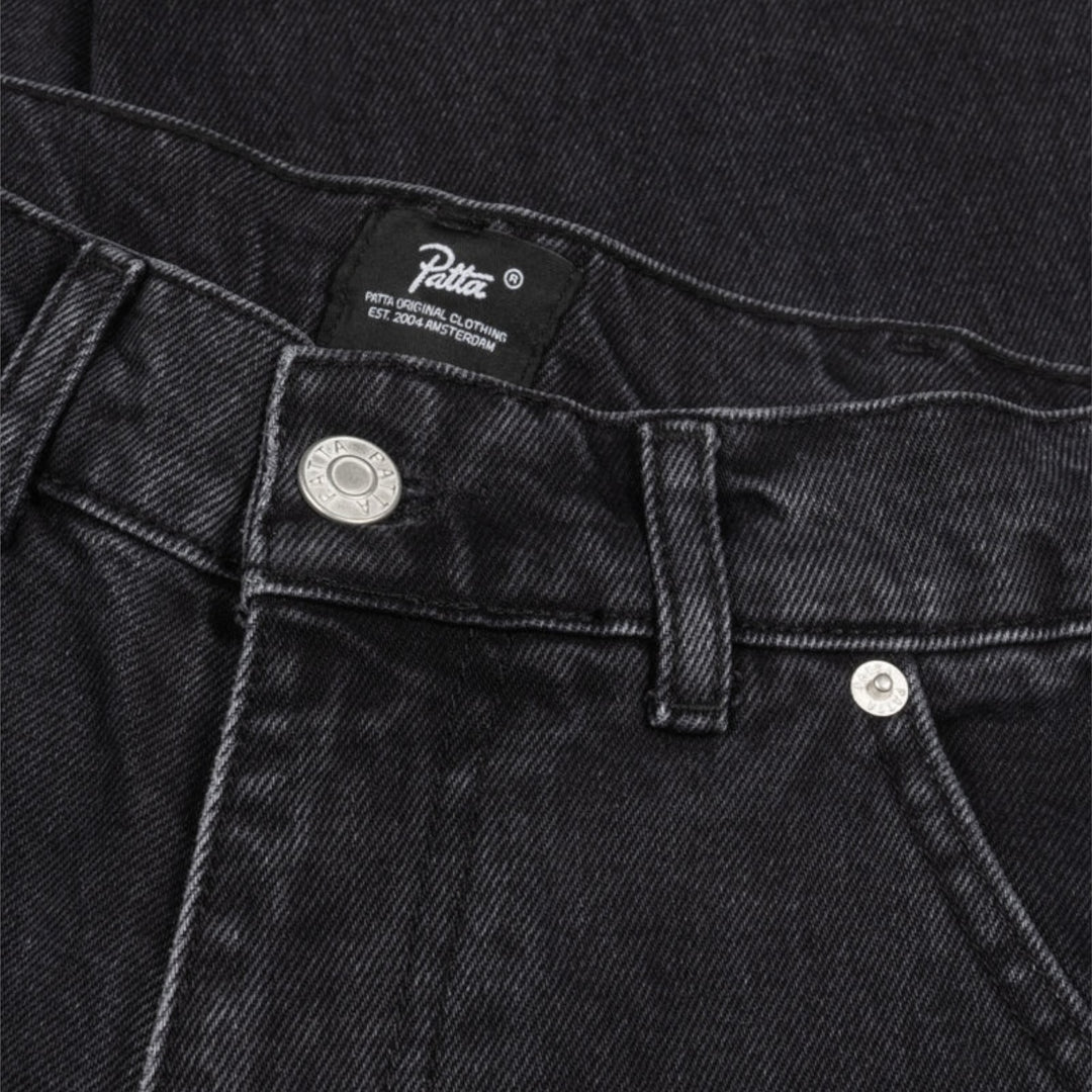 Patta Double Knee Denim – moderne herrebukser i sort
