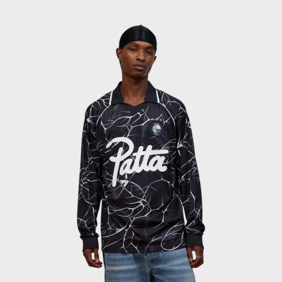 Patta Thorns Longsleeve Football Jersey i Moonless Night set bagfra med grafisk Thorns-print