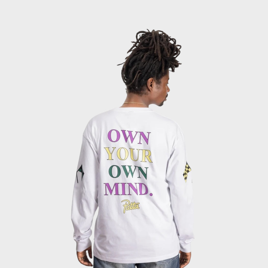 Patta unisex longsleeve hvid bomuld