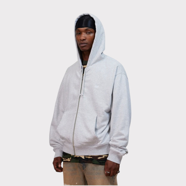 Patta Waffle Reversible Zip Up Hooded Sweater i Grey set bagfra
