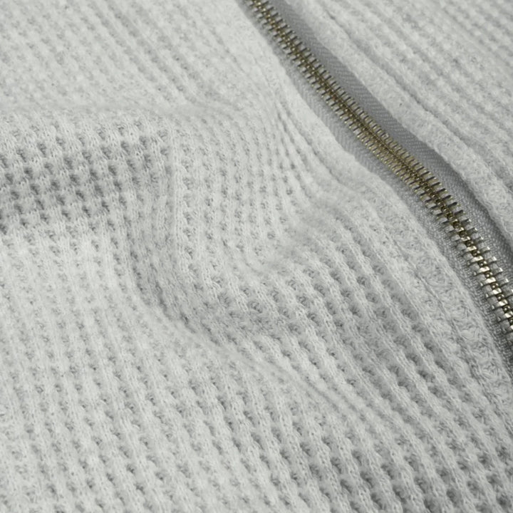 Patta Waffle Reversible Zip Up Hooded Sweater i Grey