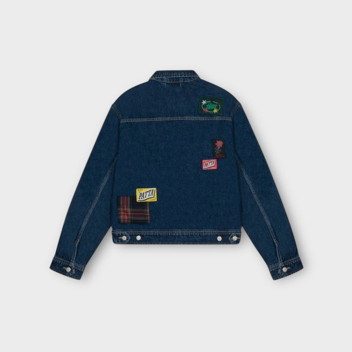 Patta denim jakke med logo print i blå