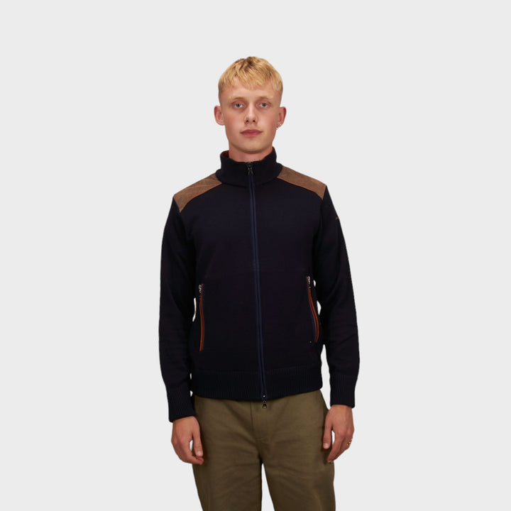 Paul &amp; Shark Zipped Pullover In Black/Brown