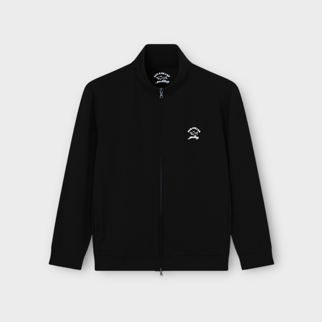 Sort Paul & Shark zip sweatshirt med logotryk og opretstående krav