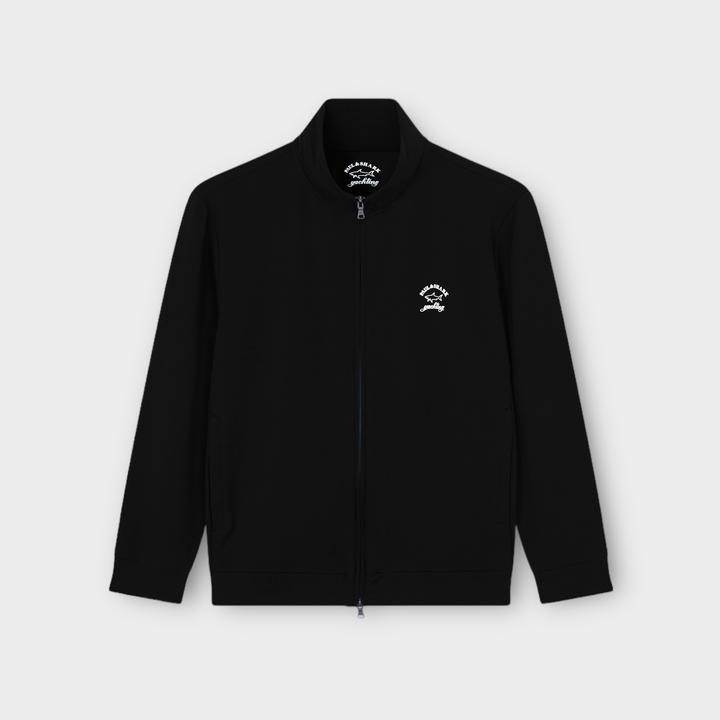 Sort Paul & Shark zip sweatshirt med logotryk og opretstående krav