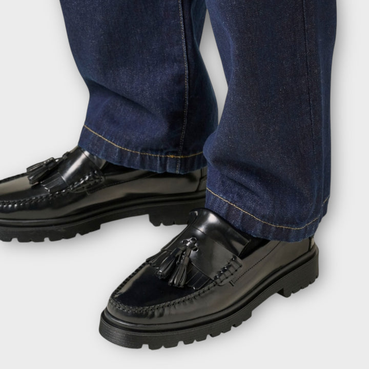 Klassisk Playboy Florida loafer i blankt sort læder