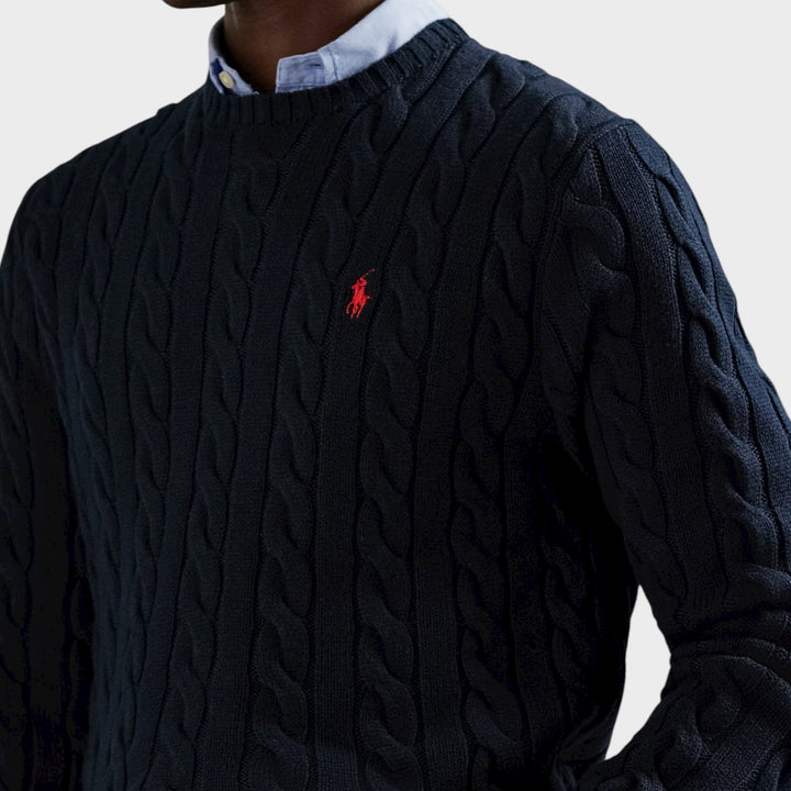 Elegant navy bomuldsstrik med Polo-logo fra Ralph Lauren.