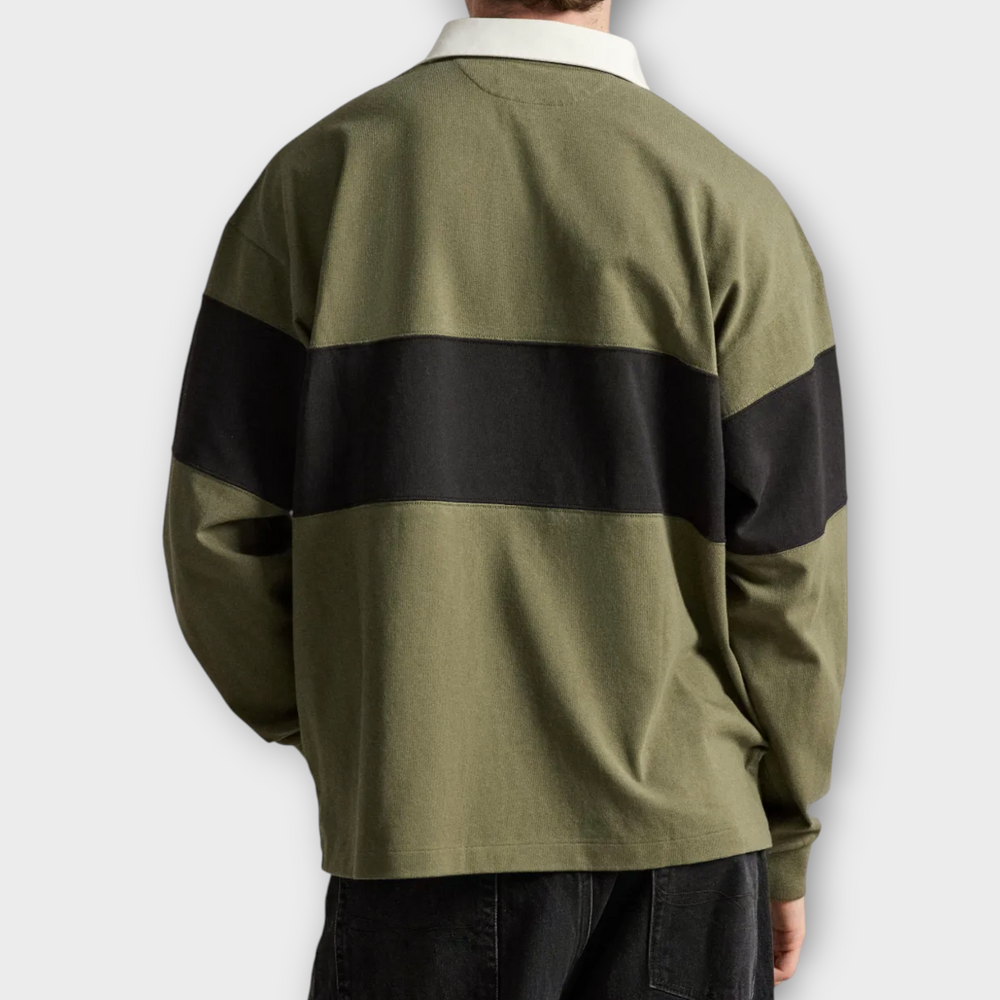 Polo Ralph Lauren rugbytrøje med grønne farveblokke.