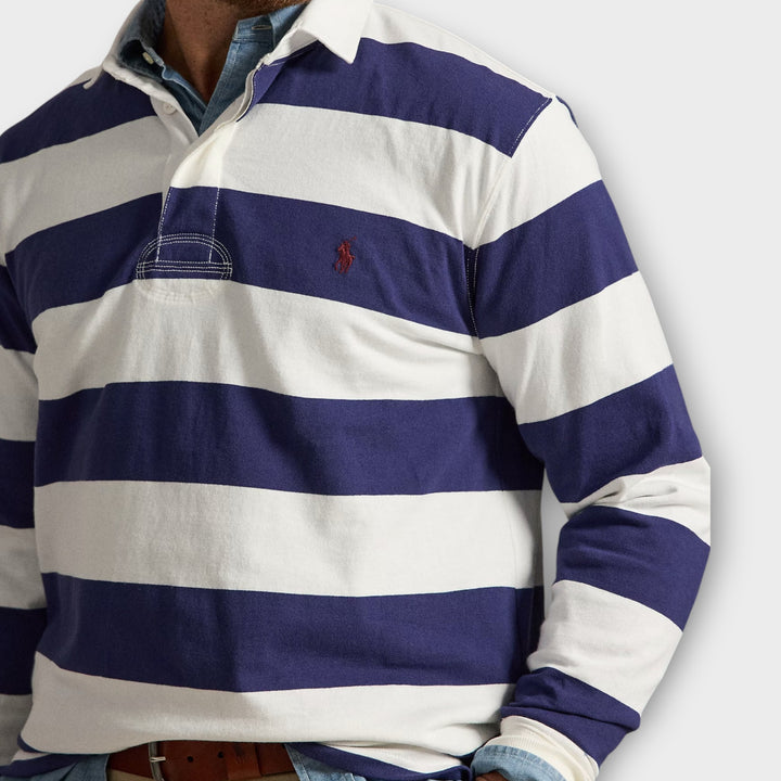 Polo Ralph Lauren langærmet rugbytrøje med hvid twill-krave.