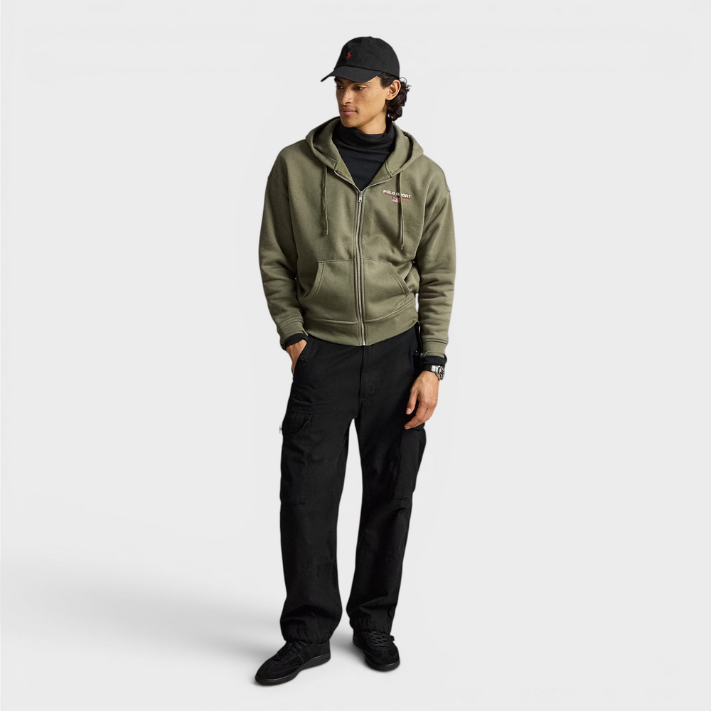 Polo Ralph Lauren zip hoodie i grøn med broderet Pony-logo.
