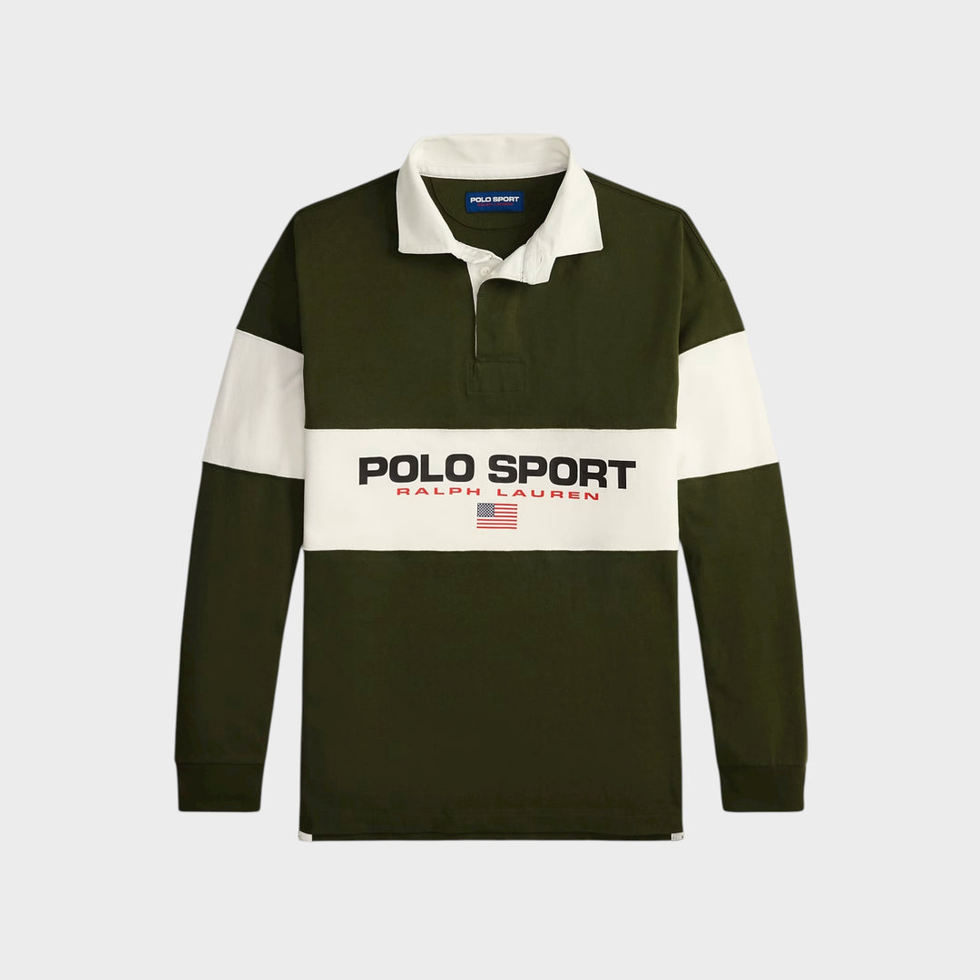 Ralph Lauren Big Fit Polo Sport Rugby Polo i olive/hvid.